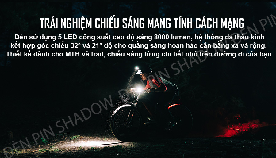 MAGICSHINE MONTEER 8000S sử dụng 5 LED công suất cao