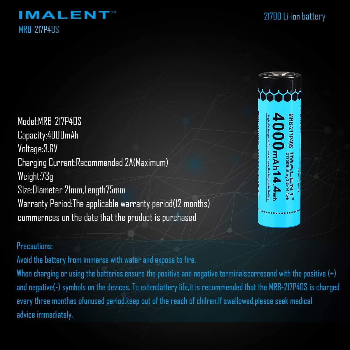 Pin sạc IMALENT 21700 dung lượng 4000mAh dòng xả cao