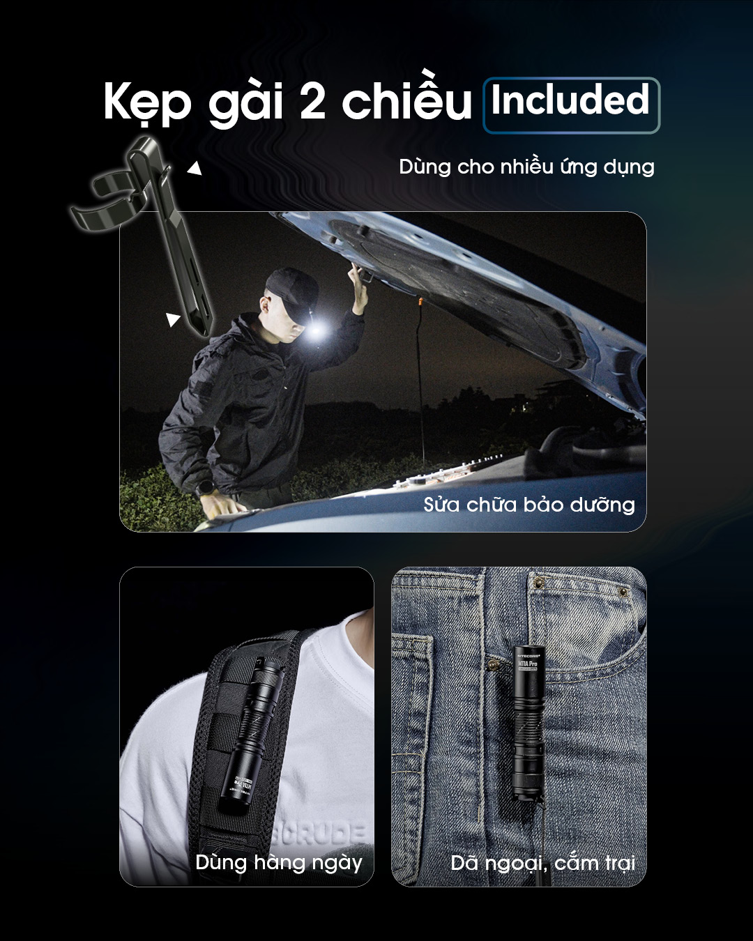 Đèn pin mini NITECORE MT1A Pro sáng 800 lumens chiếu xa 250m pin sạc 14500 dung lượng 1100mAh