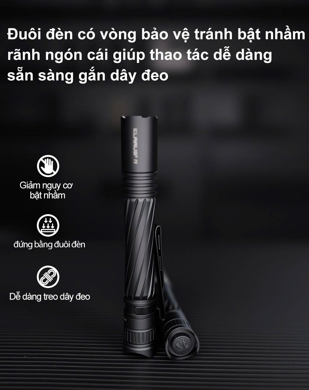 Klarus P2 – Đèn pin EDC 1000 lm siêu gọn, sạc USB-C, dùng pin 14100/AA