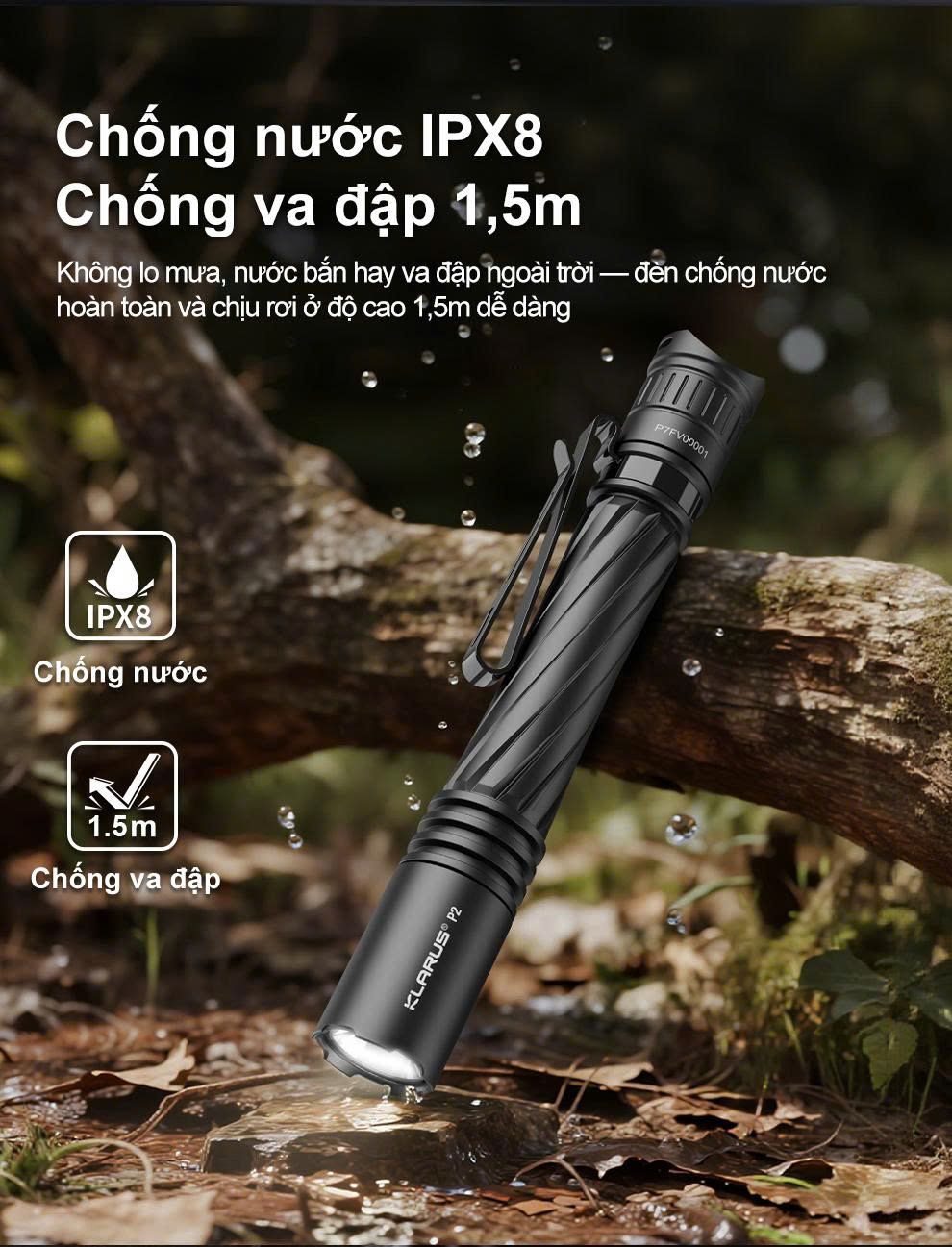 Klarus P2 – Đèn pin EDC 1000 lm siêu gọn, sạc USB-C, dùng pin 14100/AA