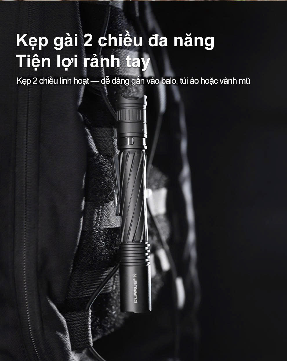 Klarus P2 – Đèn pin EDC 1000 lm siêu gọn, sạc USB-C, dùng pin 14100/AA