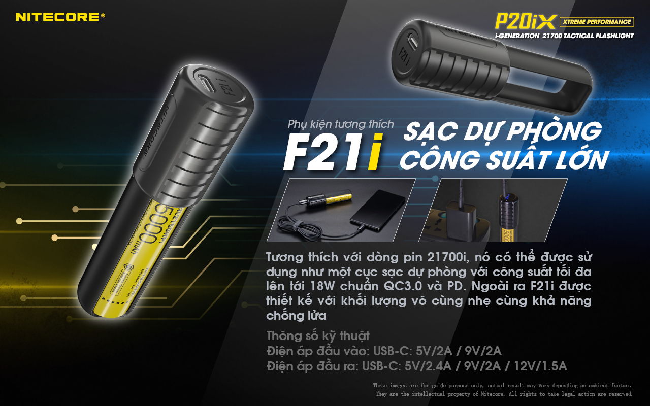 Đèn pin tác chiến NITECORE P20iX sáng 4.000 lm chiếu xa 221m pin sạc 21700i - 5000mAh trấu phá kính công tắc kép phản ứng nhanh