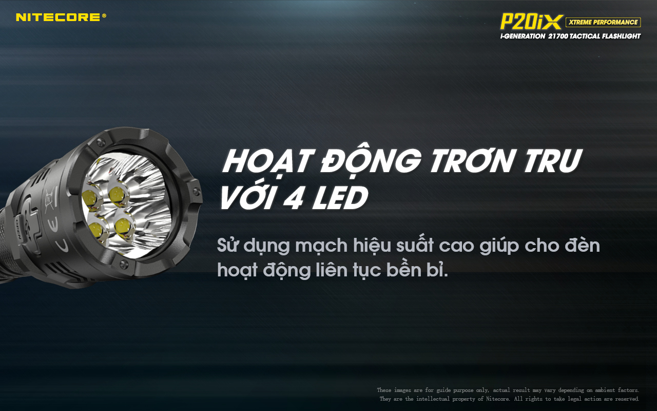 Đèn pin tác chiến NITECORE P20iX sáng 4.000 lm chiếu xa 221m pin sạc 21700i - 5000mAh trấu phá kính công tắc kép phản ứng nhanh