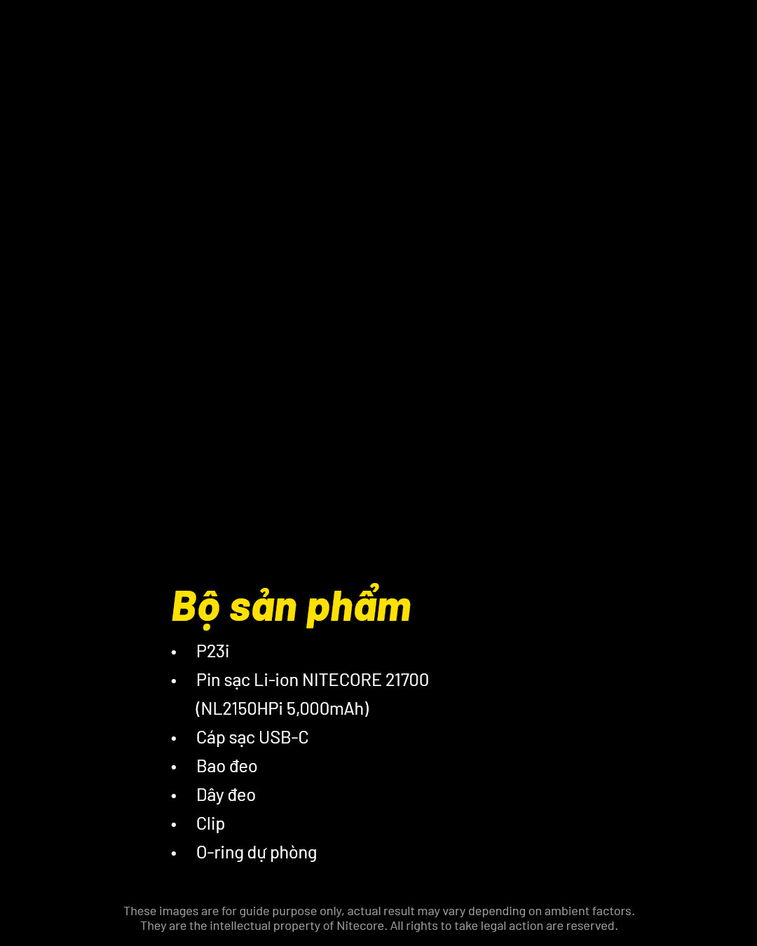 Đèn pin tác chiến NITECORE P23i sáng 3.000 lumen tầm chiếu xa 470m pin 21700i 5000mAh trấu phá kính công tắc đuôi kép phản ứng nhanh