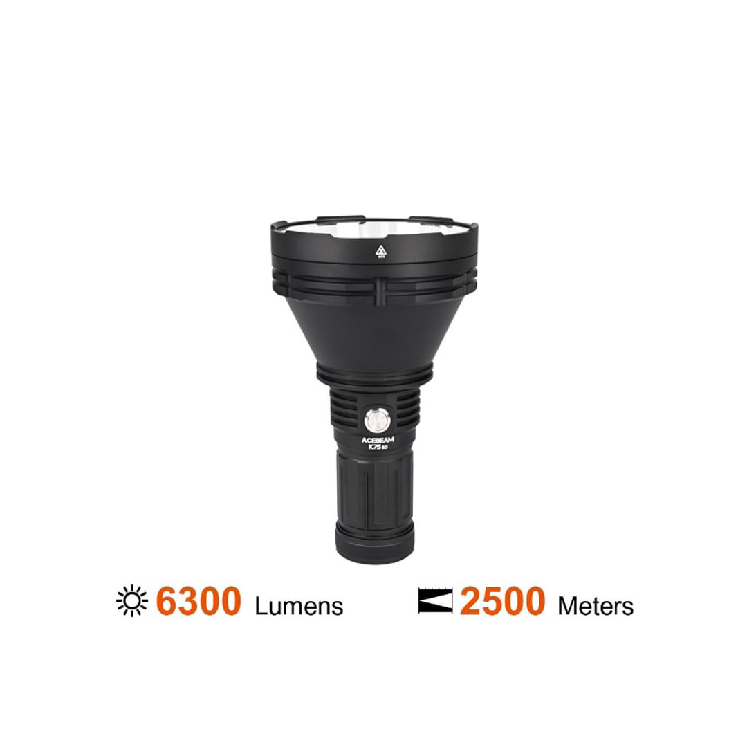 Đèn pin chiếu xa ACEBEAM K75 V2.0 chiếu xa 2500m độ sáng 6300 lumen sử dụng pack 4 pin 18650