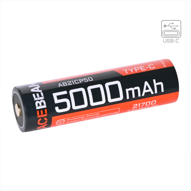Pin sạc ACEBEAM 21700 5000mAh dòng xả 15A sạc USB