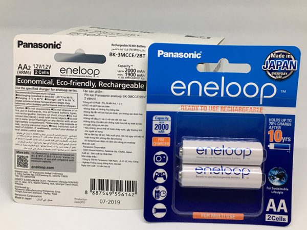 Pin sạc vỉ 2 Eneloop AA 2000mAh made in Japan