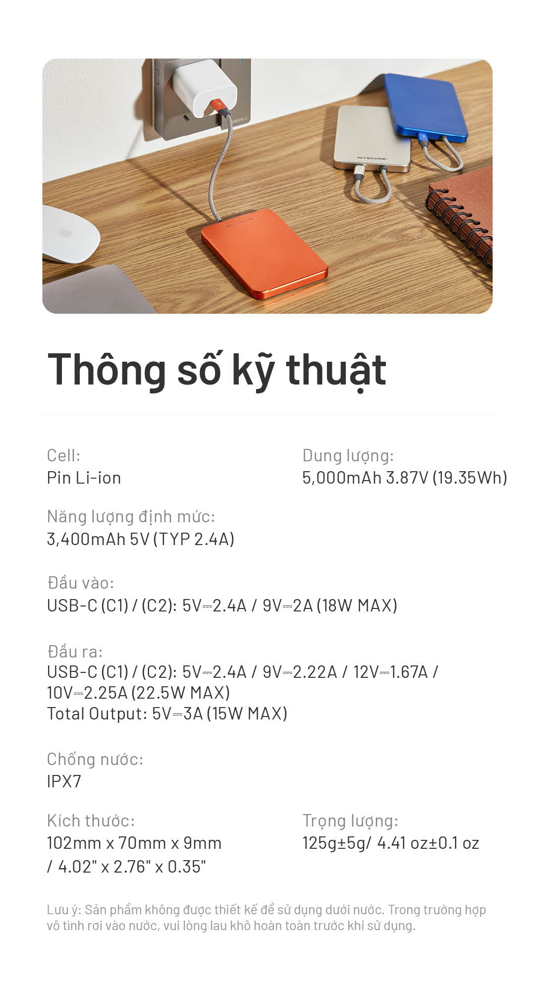 Thông số kỹ thuật của sạc dự phòng NITECORE Pocket 5