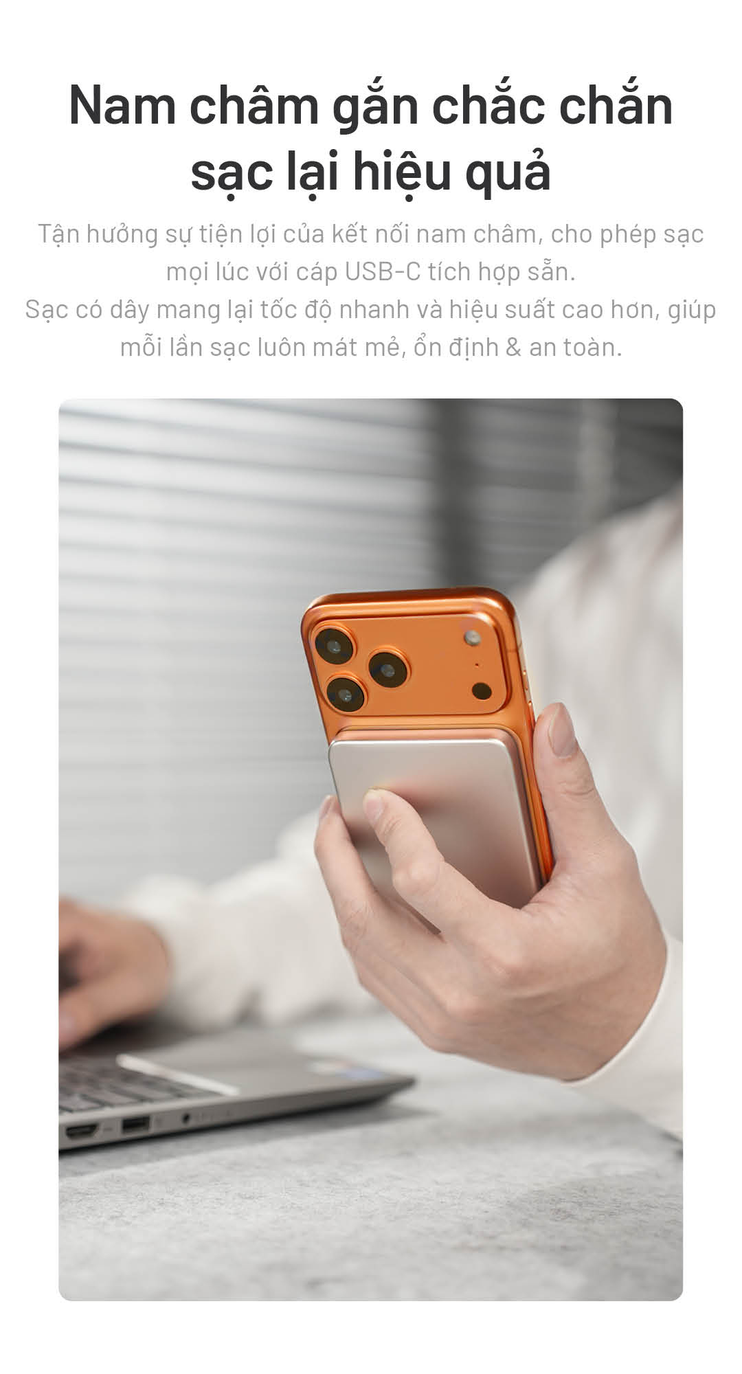 Kết nối nam châm tiện lợi Sạc có dây hiệu suất cao Ổn định, an toàn khi sử dụng