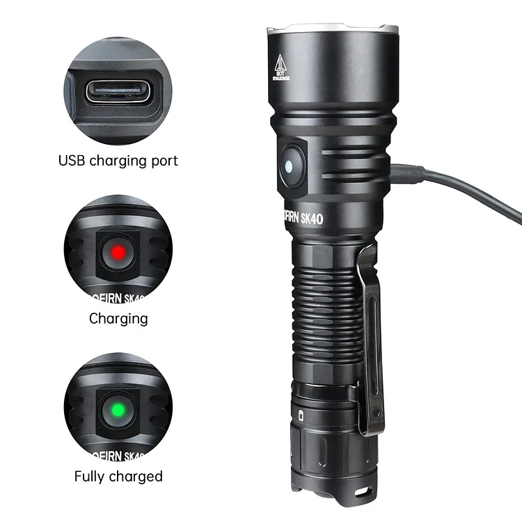 Đèn pin chiến thuật siêu sáng Sofirn SK40 sáng 3200 Lumens chiếu xa 580m sạc USB-C