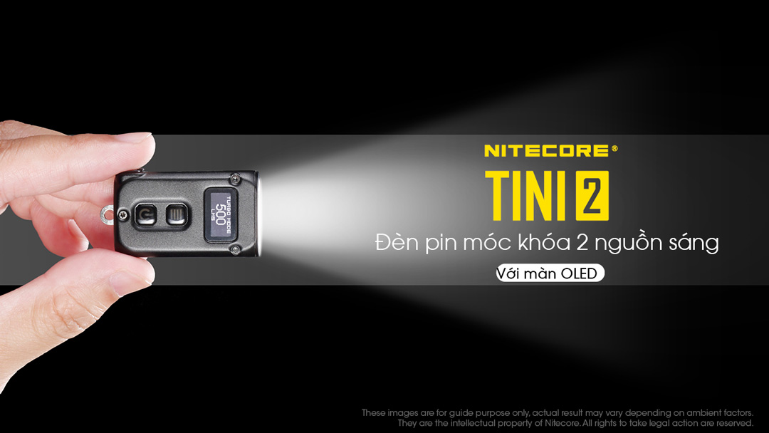 Đèn pin móc khóa NITECORE TINI2 độ sáng 500 lumens tầm chiếu xa 89m pin dung lượng 280mAh USB-C hiển thị OLED