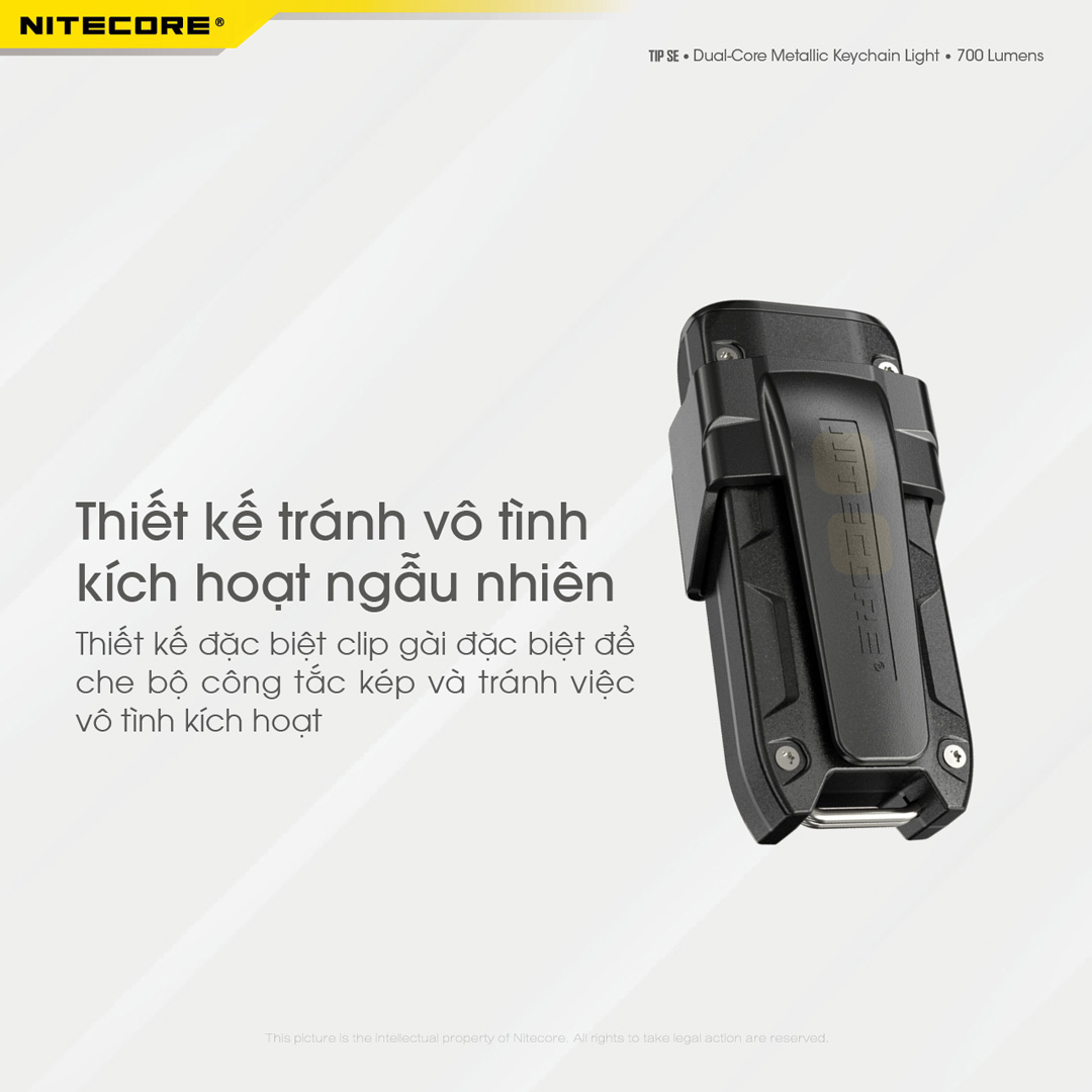 Đèn pin móc khóa NITECORE TIP SE sáng 700 lumens chiếu xa 90m pin dung lượng 500mAh USB-C
