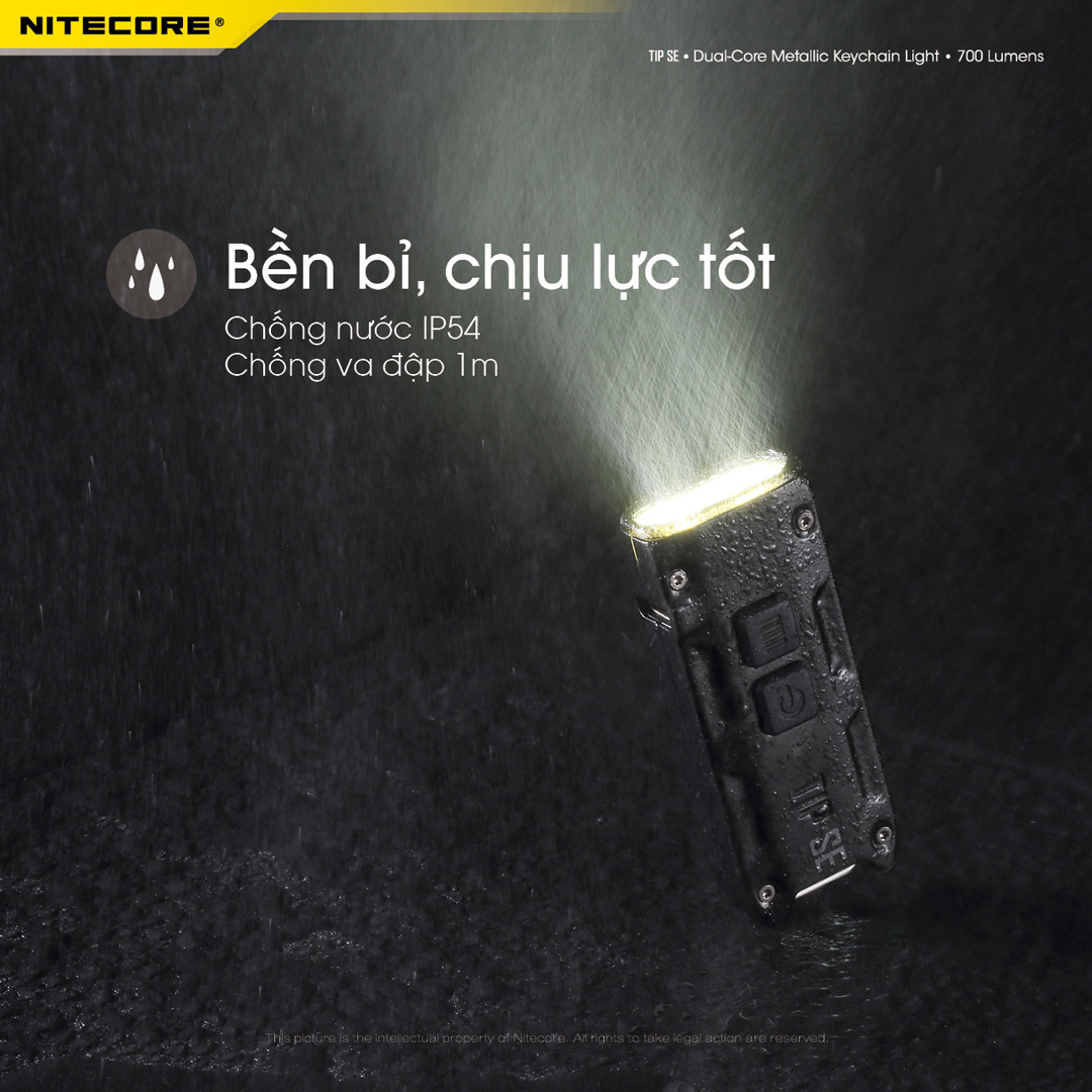 Đèn pin móc khóa NITECORE TIP SE sáng 700 lumens chiếu xa 90m pin dung lượng 500mAh USB-C