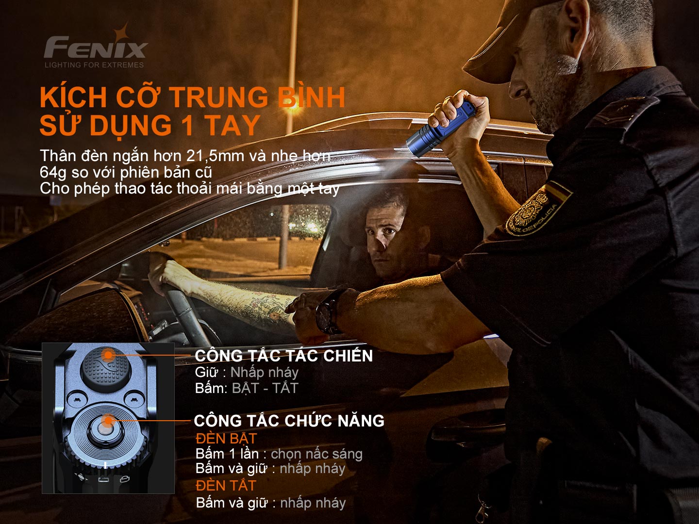 Đèn pin FENIX TK35UE V2.0 sáng 5000 lumen chiếu xa 400m kèm 02 pin sạc Fenix 3400mAh và sạc đôi Vapcell Q2