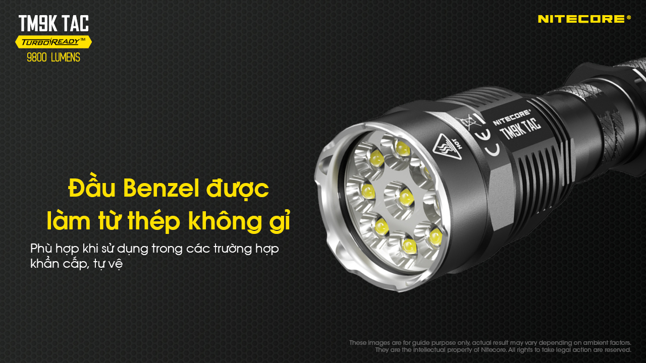 Đèn pin tác chiến NITECORE TM9K TAC sáng 9800lm chiếu xa 280m pin 5.000mAh công tắc kép phản ứng nhanh