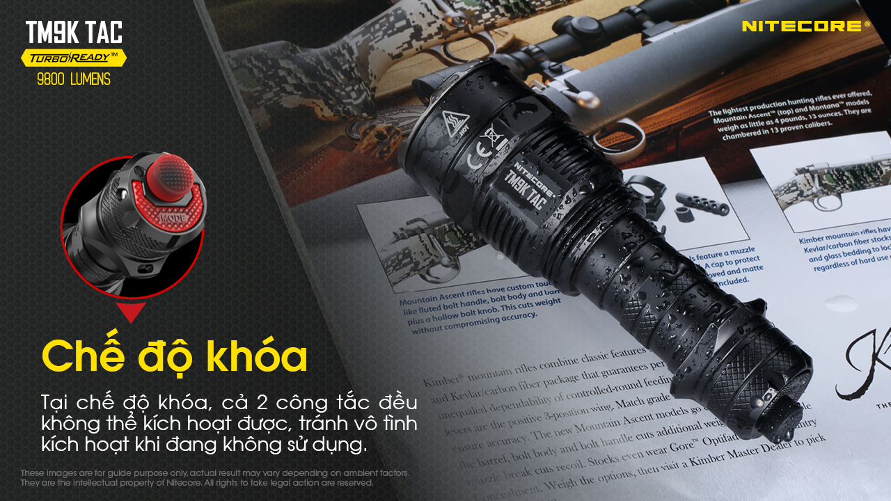 Đèn pin tác chiến NITECORE TM9K TAC sáng 9800lm chiếu xa 280m pin 5.000mAh công tắc kép phản ứng nhanh