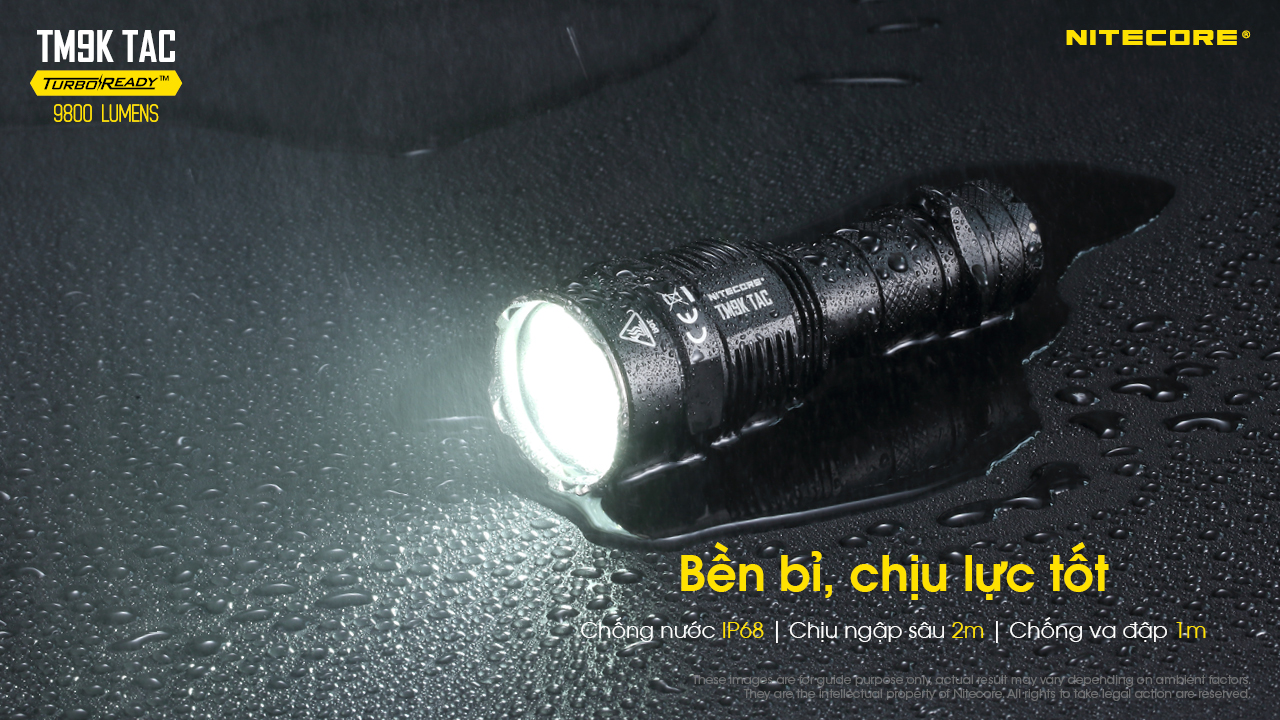 Đèn pin tác chiến NITECORE TM9K TAC sáng 9800lm chiếu xa 280m pin 5.000mAh công tắc kép phản ứng nhanh