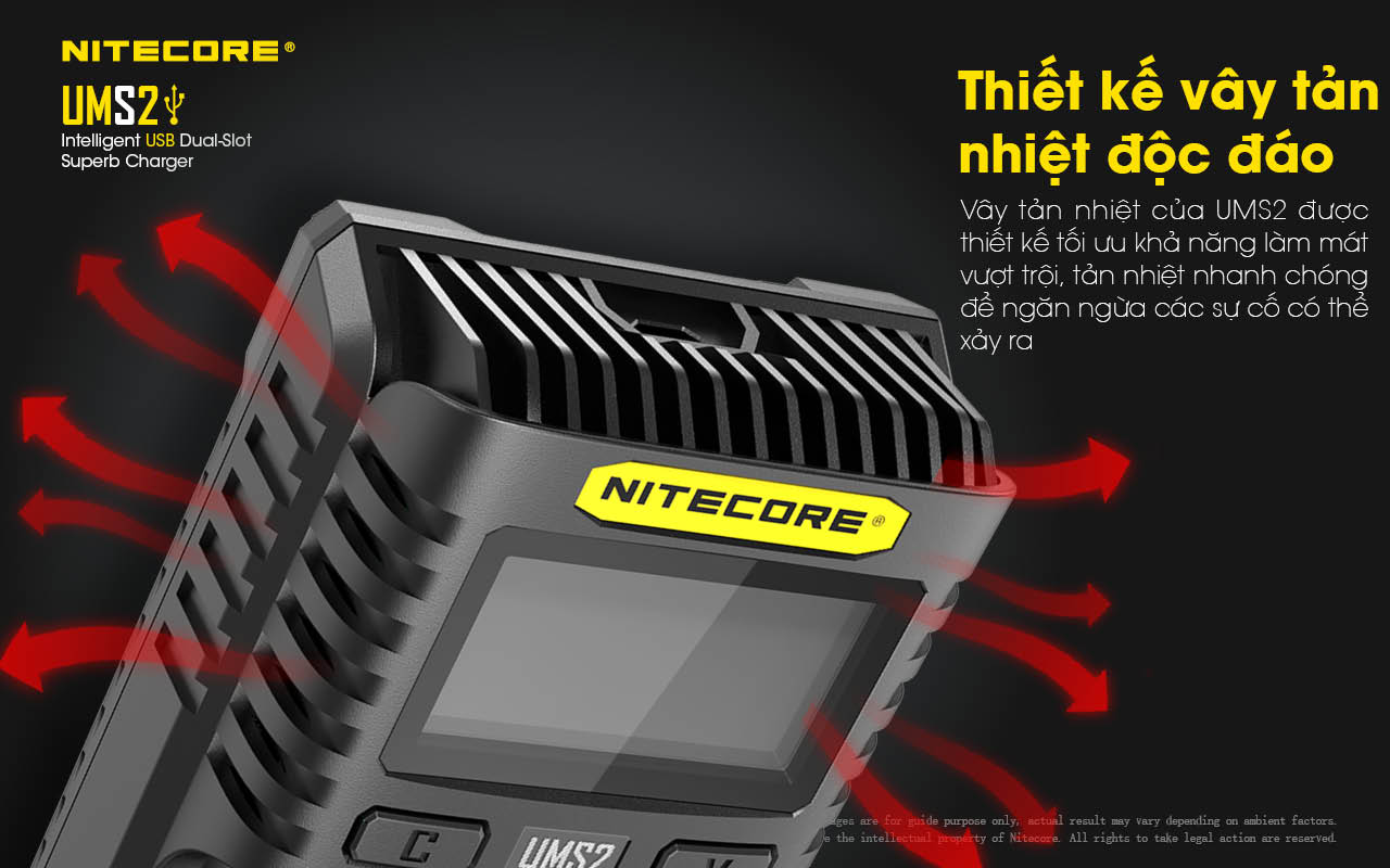 Sạc đôi NITECORE UMS2 đầu vào USB-C