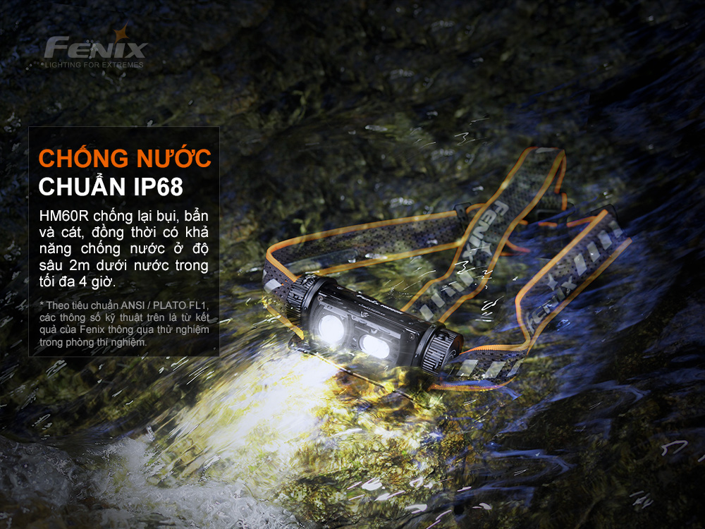 Đèn pin đội đầu FENIX HM60R độ sáng 1300 lumen chiếu xa 120m cổng sạc USB C