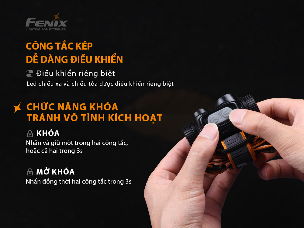 Đèn pin đội đầu FENIX HM65R độ sáng 1400 lumen chiếu xa 163m sạc USB C