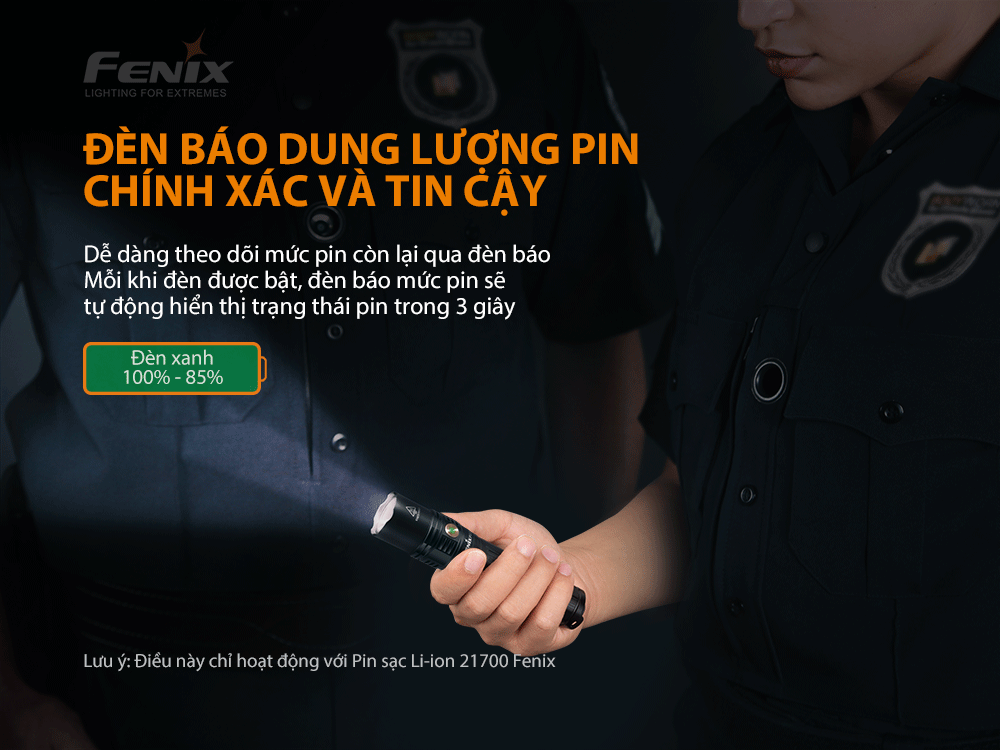 Đèn pin FENIX PD36R độ sáng 1600lm chiếu xa 283m sạc USB C pin 21700 5000mAh kèm theo