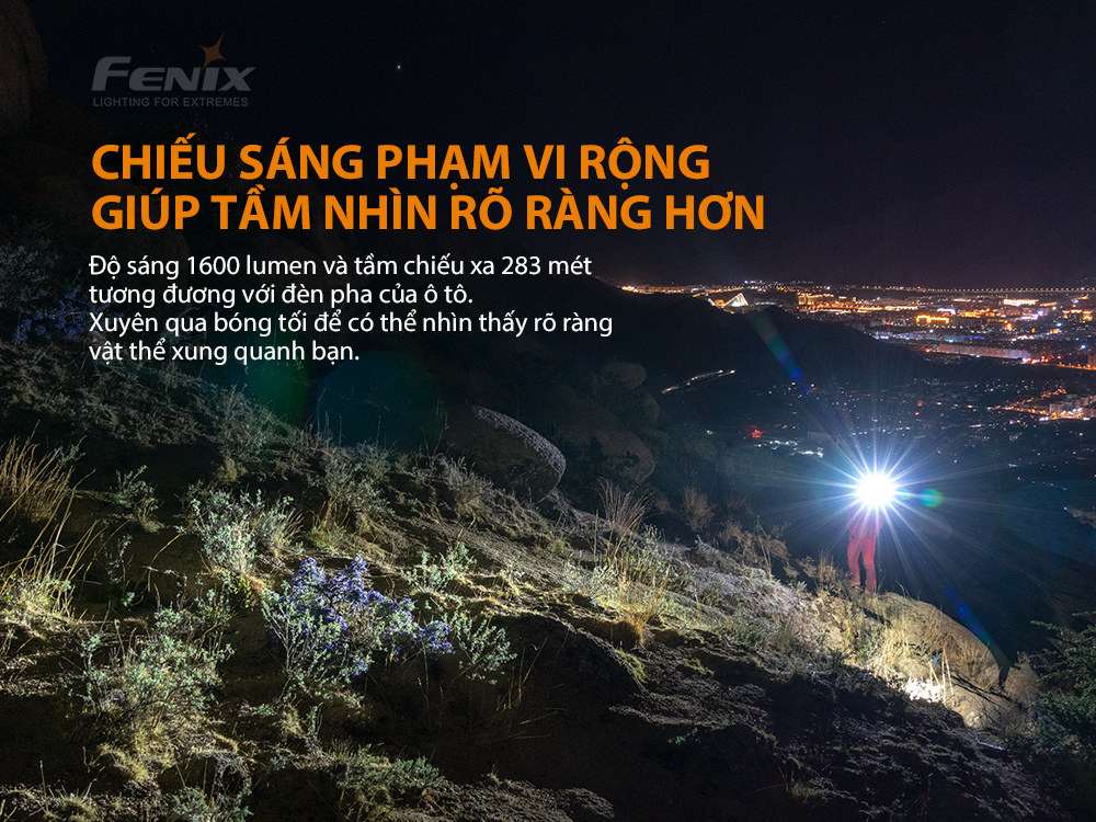Đèn pin FENIX PD36R độ sáng 1600lm chiếu xa 283m sạc USB C pin 21700 5000mAh kèm theo