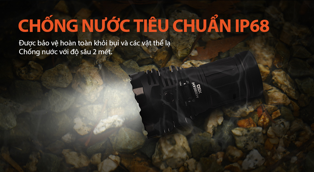 Đèn pin ACEBEAM X50 V2 độ sáng 45.000 lumen chiếu xa 871m nhiệt màu 6500K