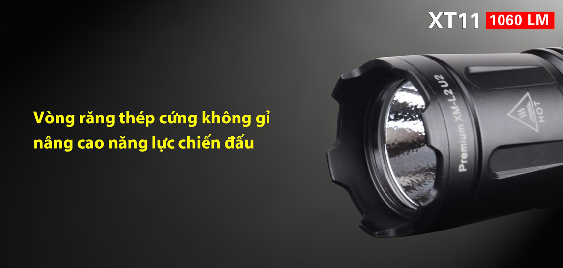 klarus xt11 có vòng răng cứng thép không gỉ