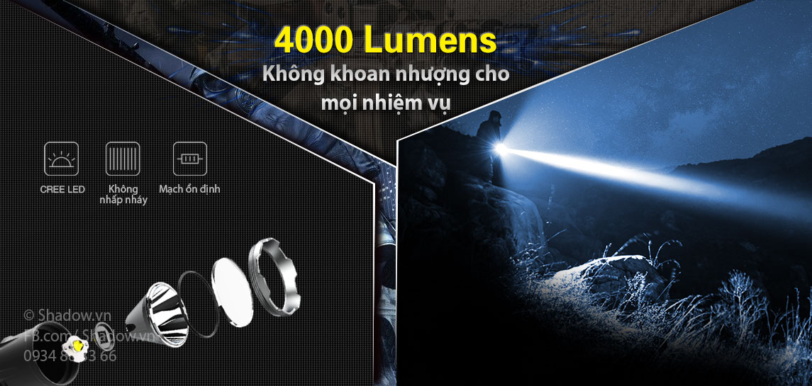 XT21X với độ sáng 4000 lumen phục vụ tốt cho mọi nhiệm vụ khó khăn