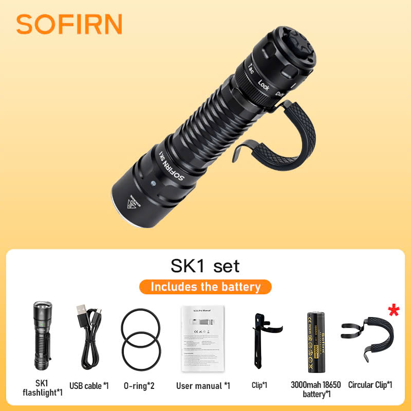 Đèn pin SOFIRN SK1 sáng 1300 lumen chiếu xa 479m công tắc xoay chiến thuật