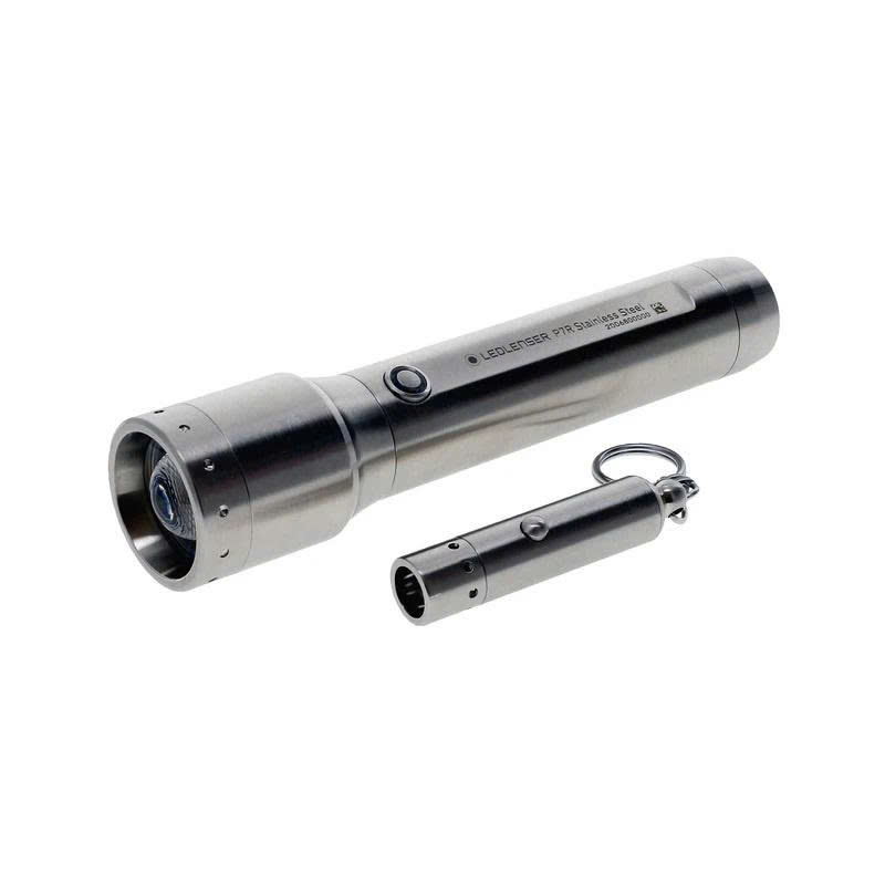 Đèn pin Ledlenser P7R Core & Đèn móc khoá V8 Stainless Steel bản thép (Phiên bản giới hạn)