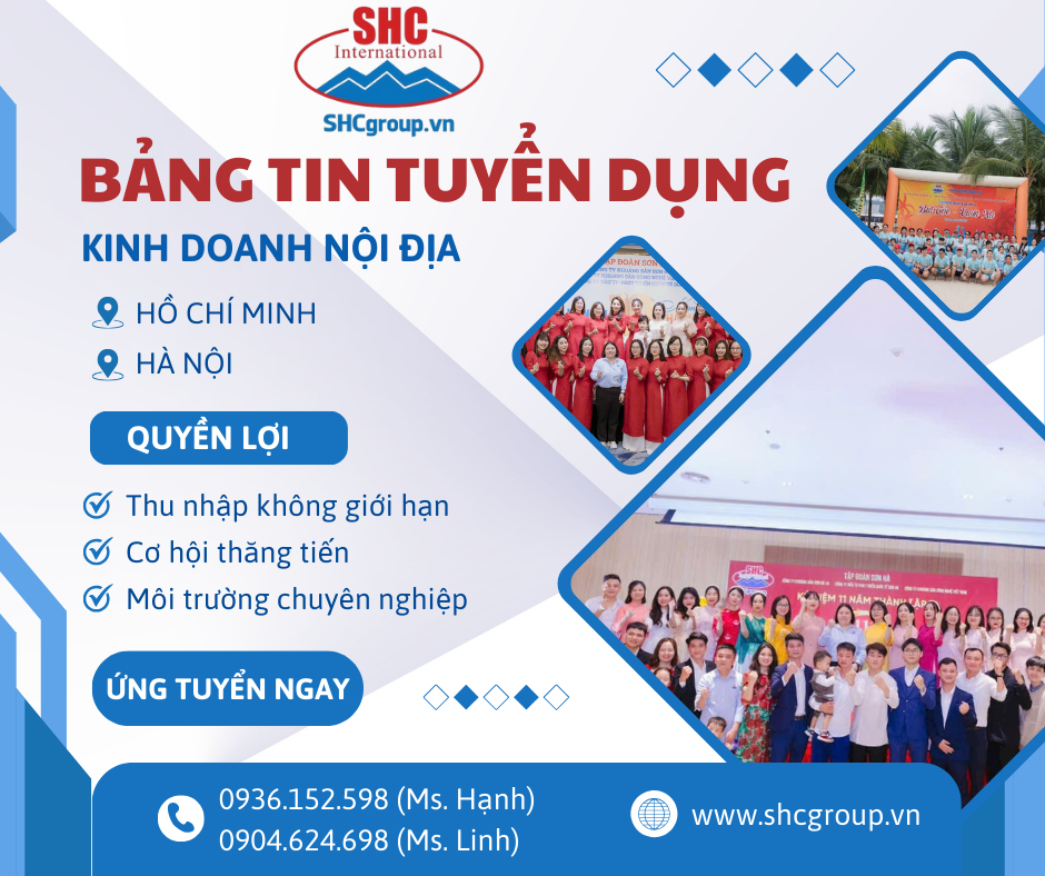 TUYỂN DỤNG NHÂN VIÊN KINH DOANH NỘI ĐỊA - LƯƠNG HẤP DẪN, KHÔNG GIỚI HẠN THU NHẬP TẠI HÀ NỘI VÀ TP HỒ CHÍ MINH