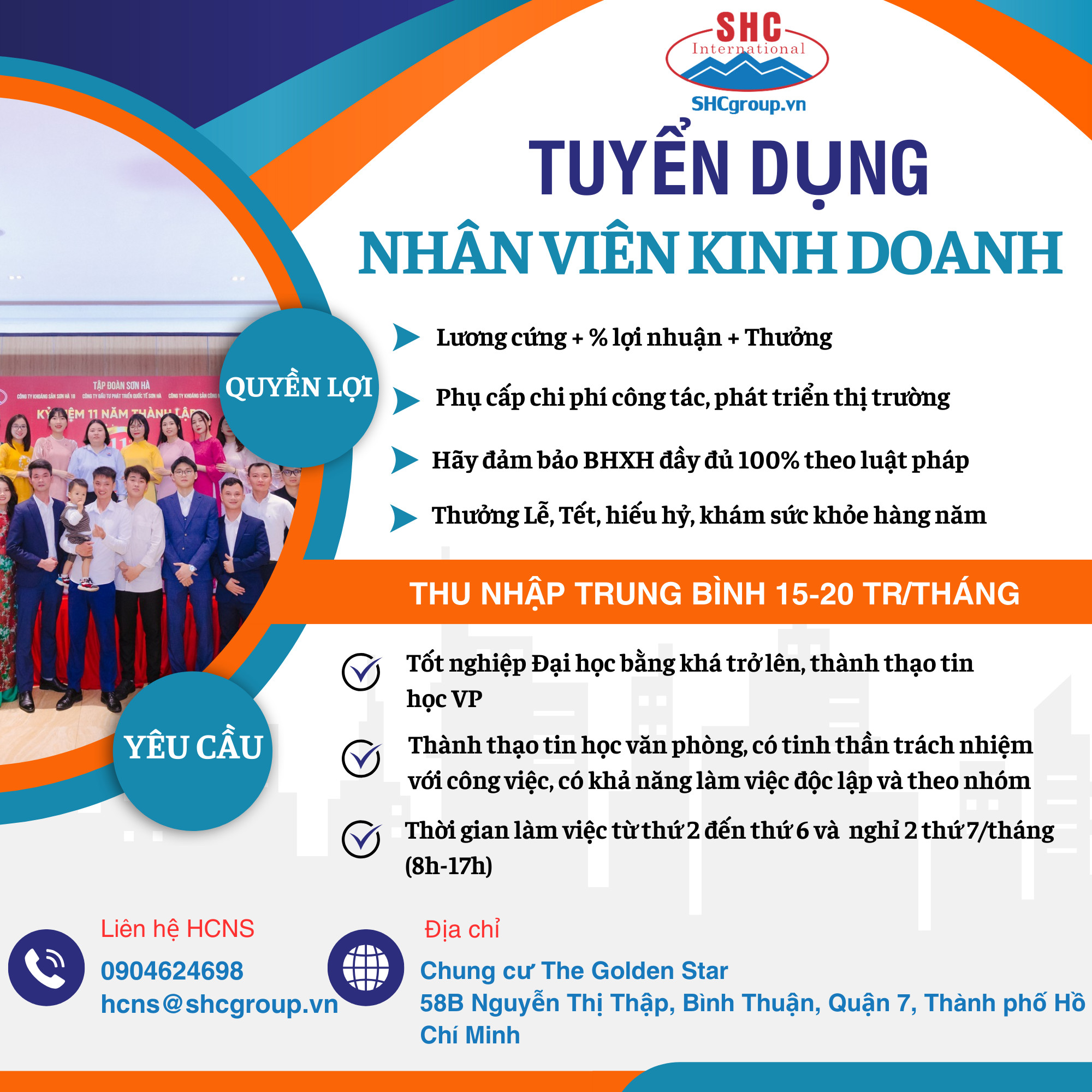 SHC GROUP TUYỂN DỤNG NHÂN VIÊN KINH DOANH TẠI QUẬN 7 TP.HỒ CHÍ MINH