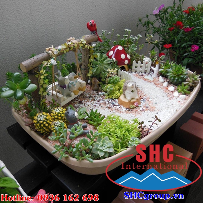 sỏi trắng trang trí chậu cây