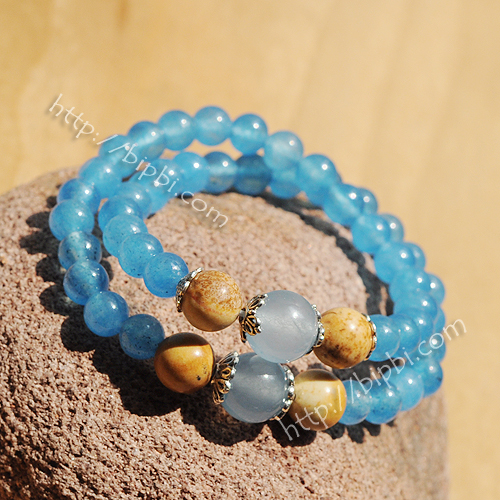 VTD 709 - Chuỗi mala jade xanh mix picture jasper