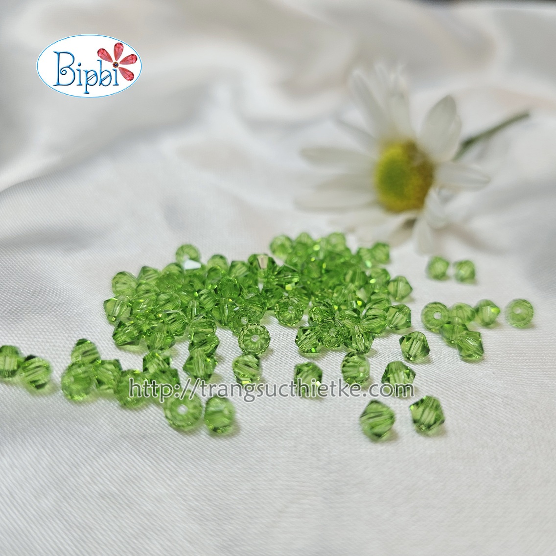 Pha lê Tiệp 4mm màu xanh lá (peridot)
