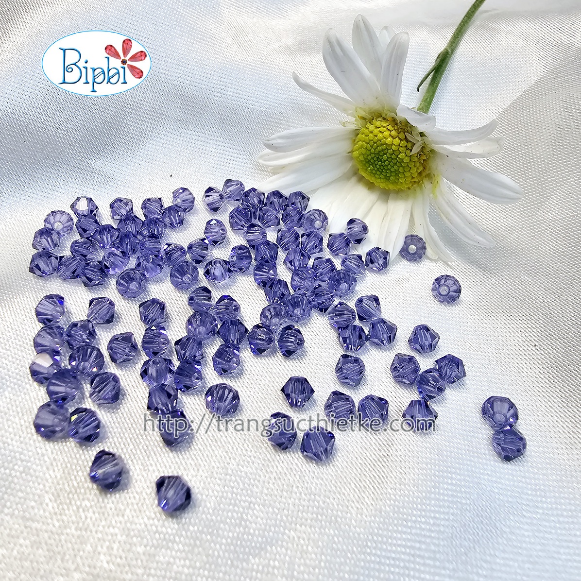 Pha lê Tiệp 4mm màu tím hoa cà (tanzanite)