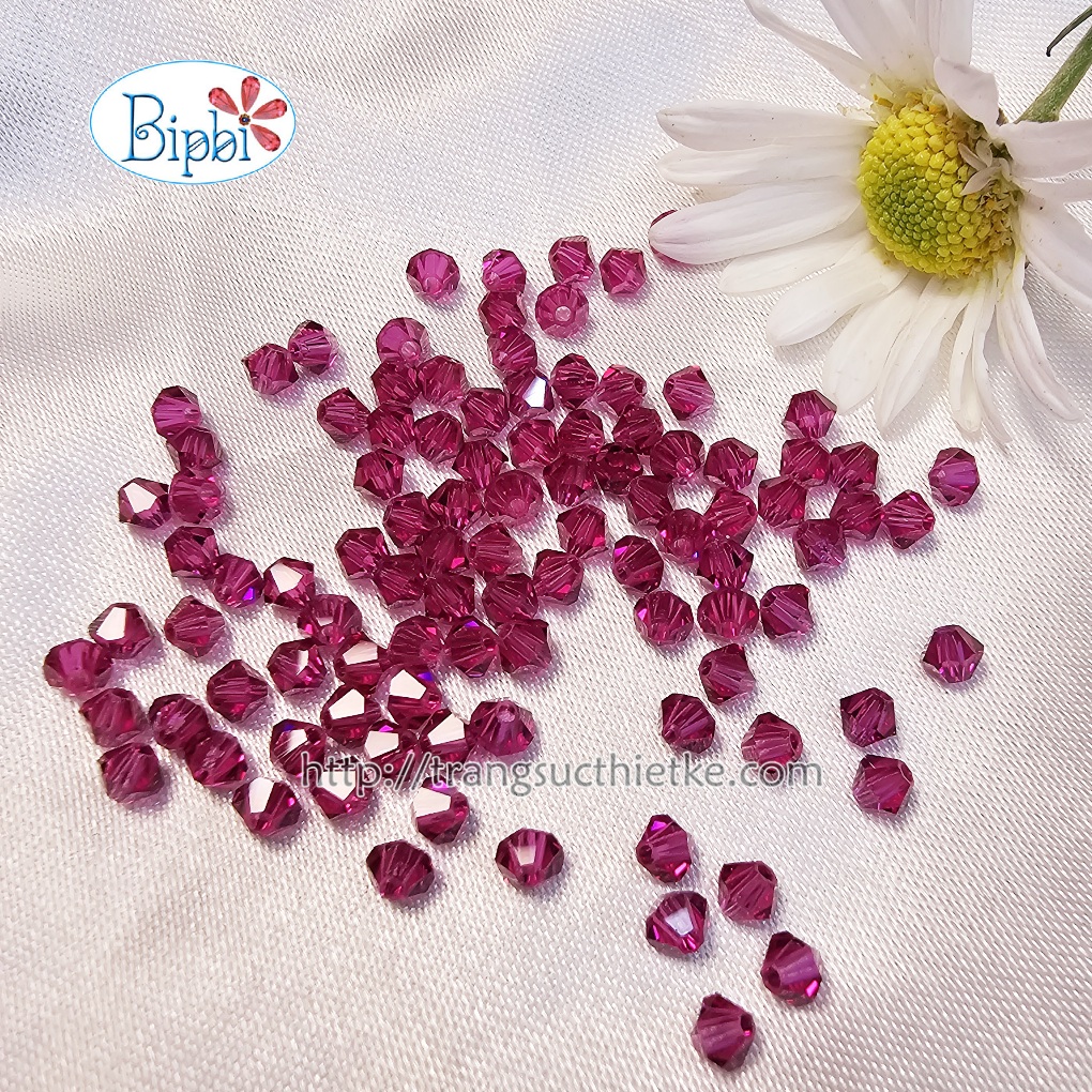 Pha lê Tiệp 4mm màu hồng sen (fuchsia)