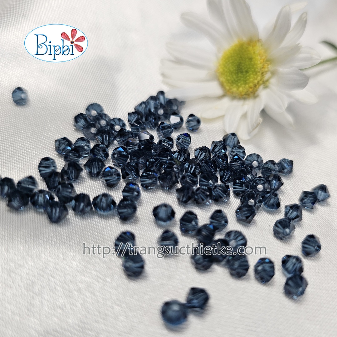 Pha lê Tiệp 4mm màu xanh mực (montana)