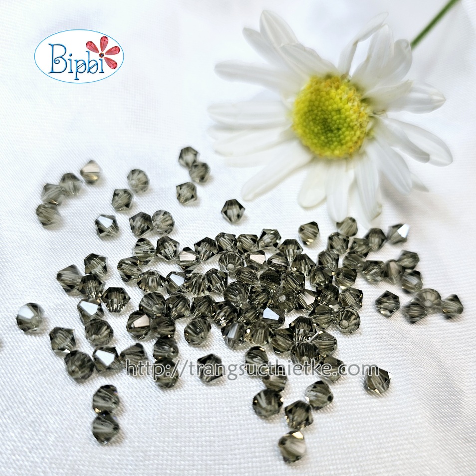Pha lê Tiệp 4mm màu khói black diamond