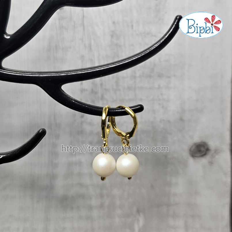 Khuyên tai ngọc trai Swarovski rose gold