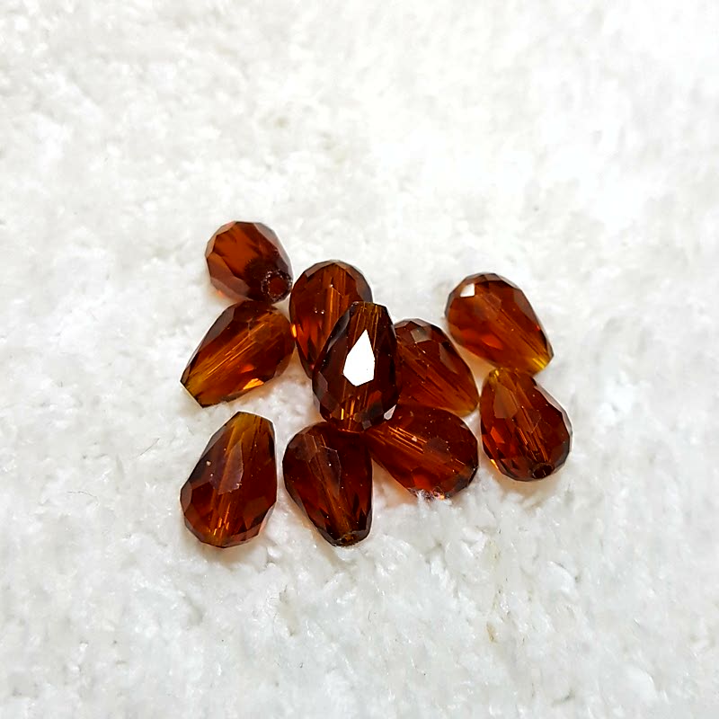 Pha lê TQ Sun Catcher giọt nước 8x12mm - nâu vàng