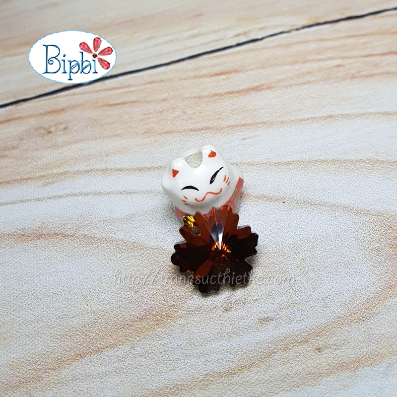 Mặt pha lê TQ hoa tuyết 14mm nâu đất