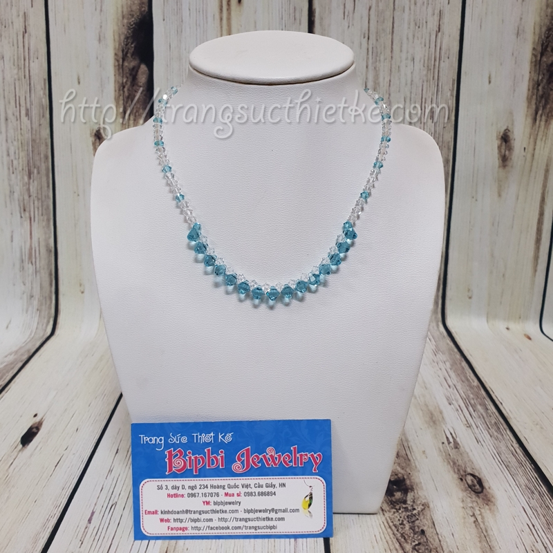 Vòng cổ pha lê Swarovski giọt nước xanh