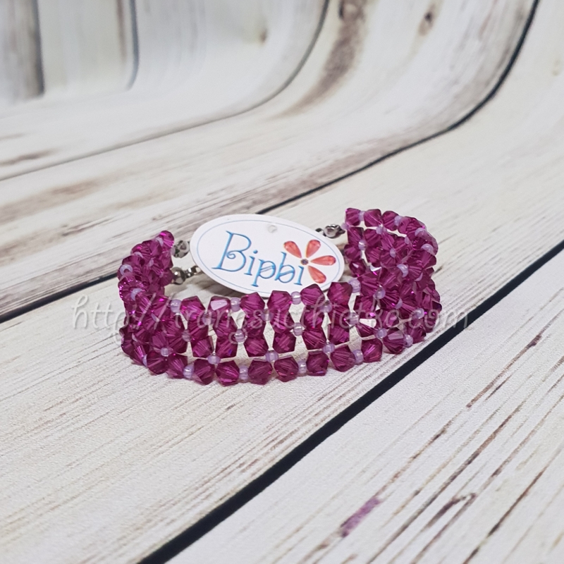 Vòng tay pha lê Swarovski hồng fuchsia