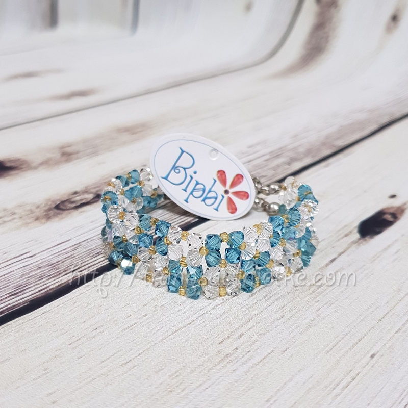 Vòng tay pha lê Swarovski xanh - trắng