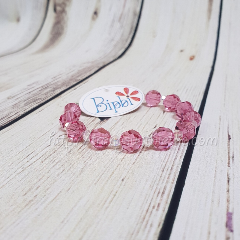 Vòng tay pha lê Swarovski hồng 8mm