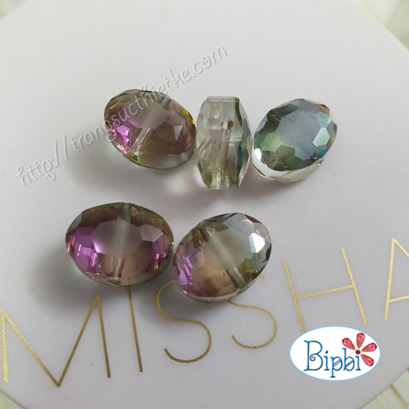 Pha lê TQ mờ bầu dục ánh hồng