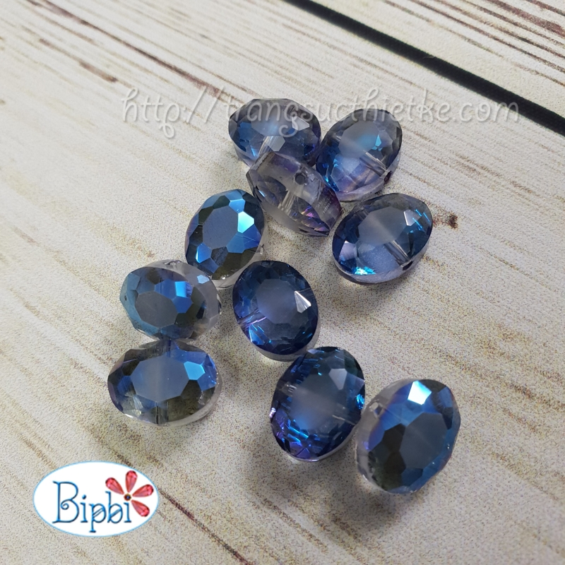 Pha lê TQ bầu dục mờ ánh xanh